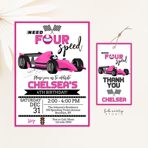 Girls Race Car Pink Party - Etsy