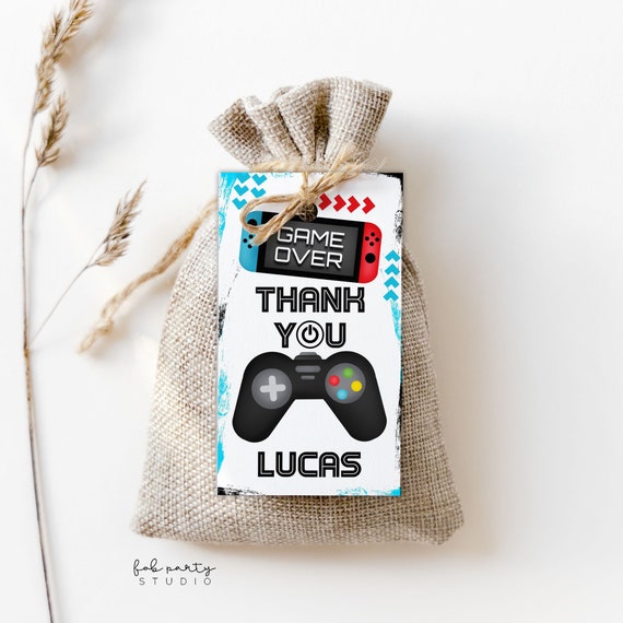 Gamer Birthday Party Favor Tag Digital Template Online Gaming 