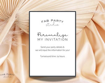 Ajout : personnalisation de mon invitation, personnalisation de mon invitation, modification de mon invitation, personnalisation de mon téléchargement immédiat