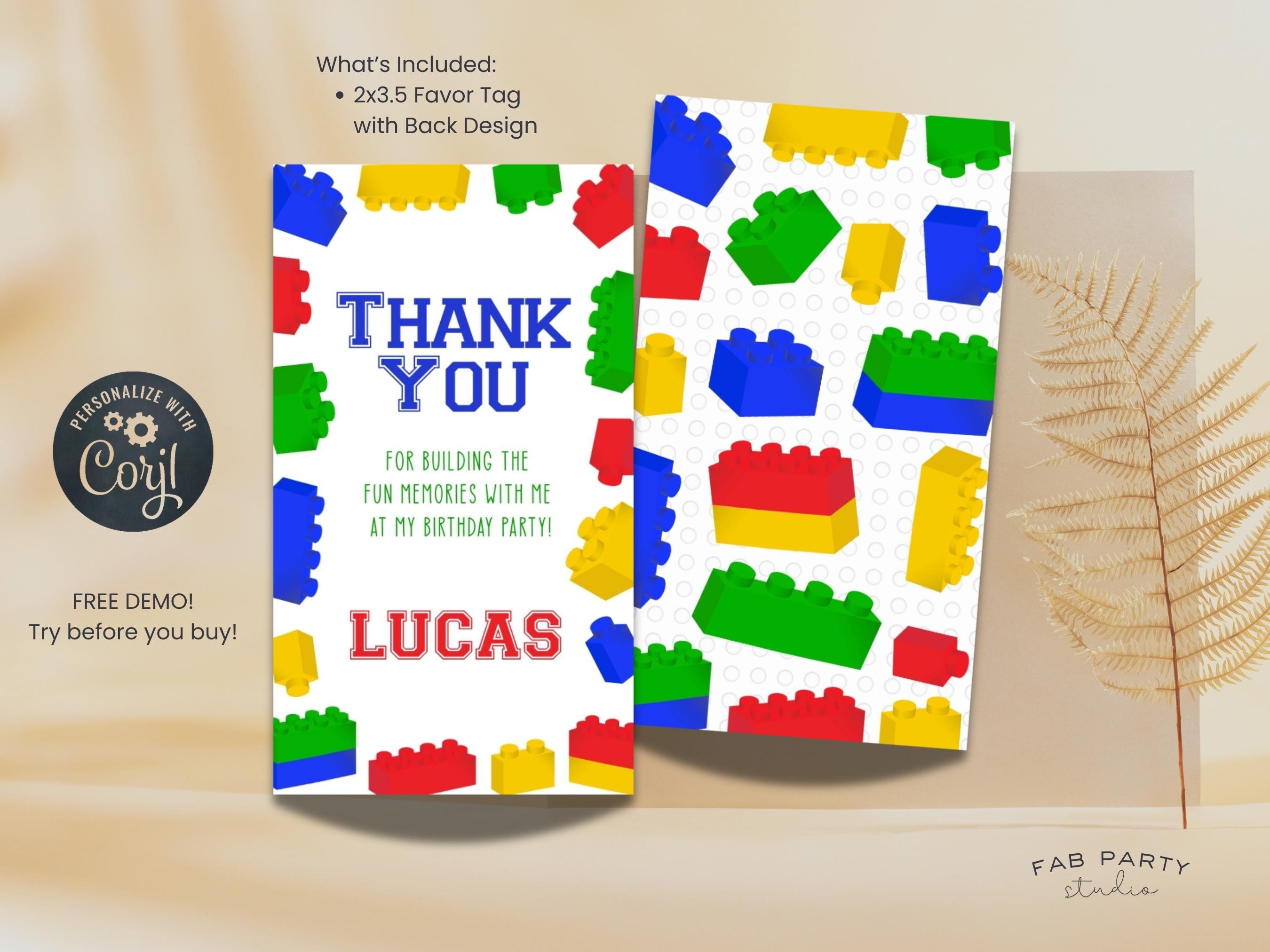 Building Blocks Birthday Favor Tag | Toy Bricks Theme Party Printable ...