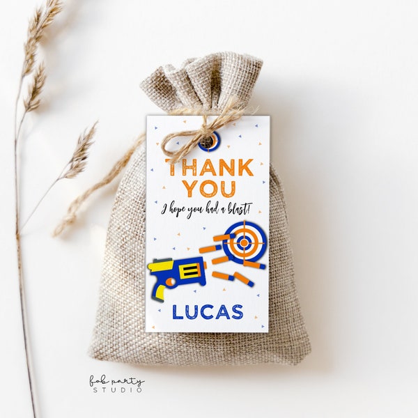Nerf Party Printable Thank You Favor Tag Dart Wars Etsy