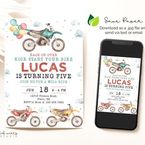 Editable Dirt Bike Birthday Invitation Motocross Party Printable Boys ...