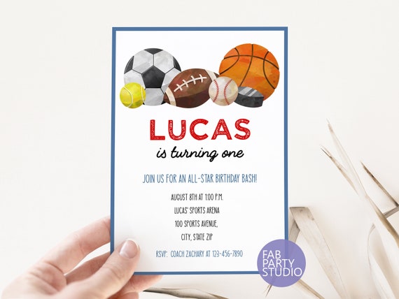 Invitation A Une Fete Sportive All Star Invitation A Un Etsy France
