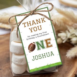 Etiqueta de recuerdo para el primer cumpleaños de Football One / Etiqueta de regalo editable para fiesta deportiva / Etiqueta de agradecimiento digital para primera fiesta / Etiqueta deportiva imprimible