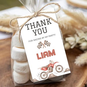 First Lap Around The Track 1st Birthday Invitation + Favor Tag | Dirt Bike Theme Party Printable | Editable Digital Template image 3