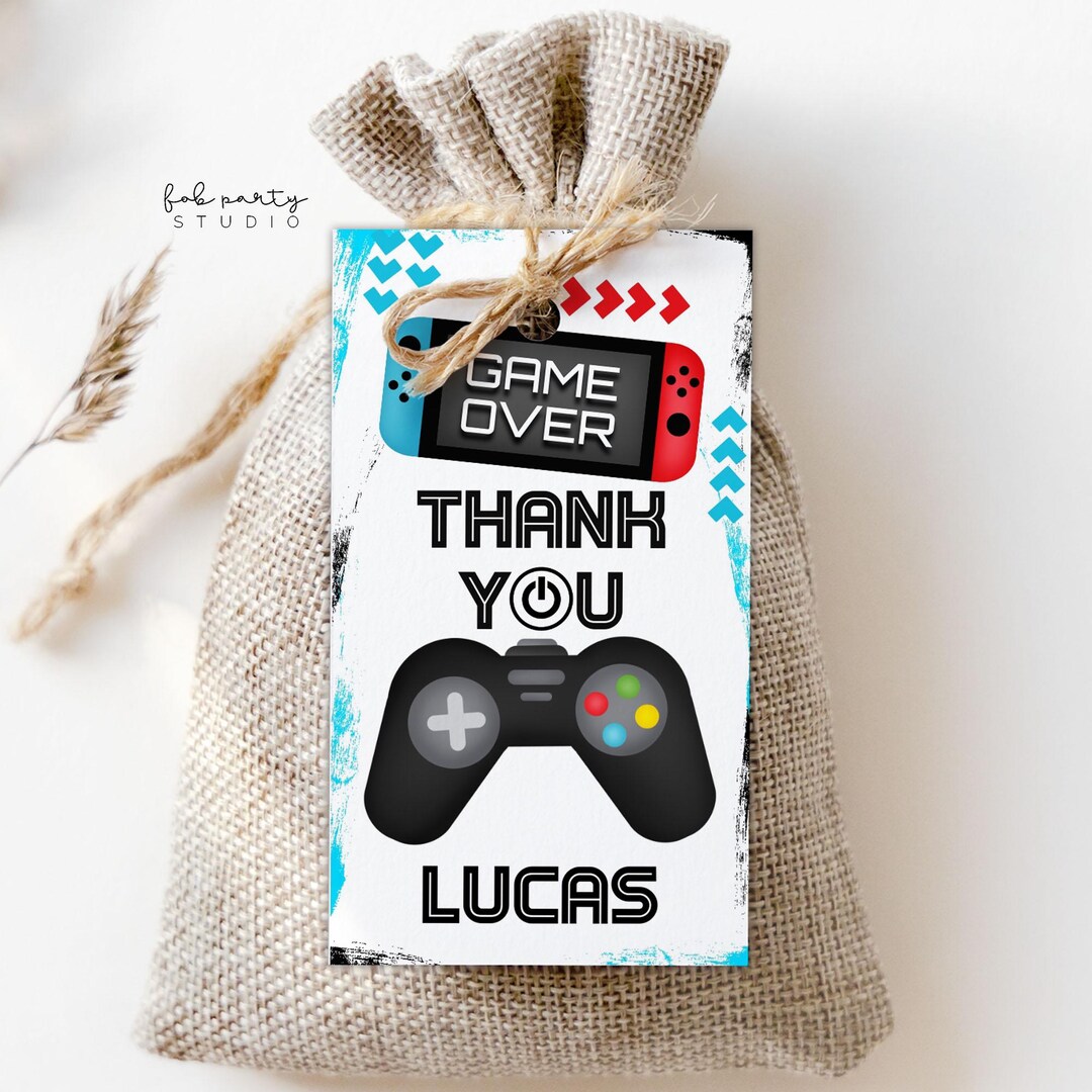 Gamer Birthday Party Favor Tag Digital Template | Editable Video Game ...