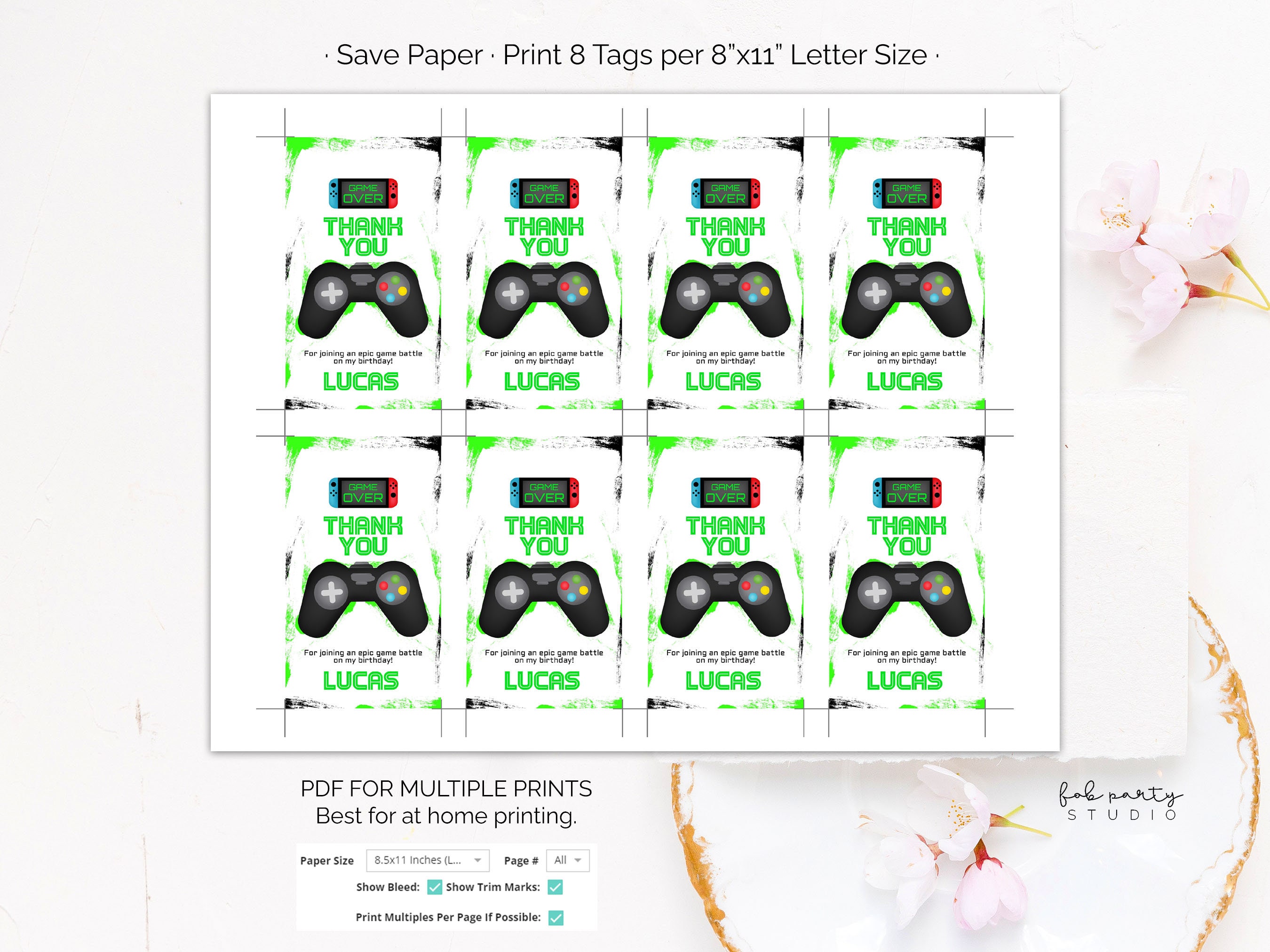 Gamer Birthday Party Favor Tag Template Online Gaming Loot 