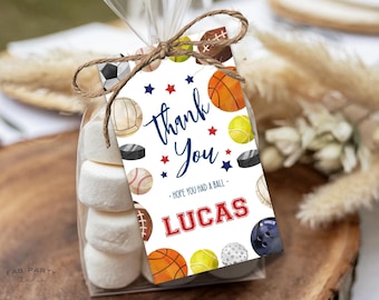 Sports Birthday Favor Tag | All Star Game Party Printable | Editable Digital Template