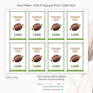 Football Game Birthday Party Invitation Thank You Card Favor Tag ...