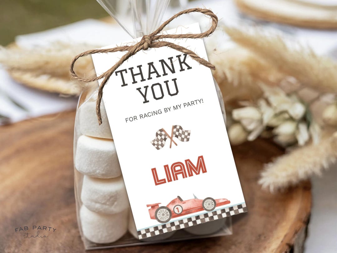 Race Car Birthday Favor Tag | Red Racing Theme Party Printable ...
