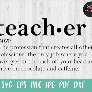 Teacher Noun Svg, Silhouette, Cutting File, Digital Download, Dxf Eps Png Jpeg