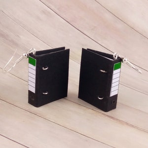 Büro Ohrschmuck/Symetrische Paper Art Ohrringe/ Büroordner/Buch Schmuck/Kawai/Papier Hängeohrringe/Bücherfreund/Tiny/Mini/Geschenk/Büro