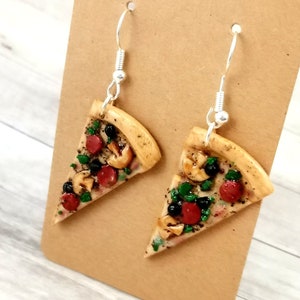 Earrings "Pizza Pieces" made of modeling clay/Miniature food/Motif earrings/Kawaii pastries/Tiny & Cute/Funny/unusual gift idea