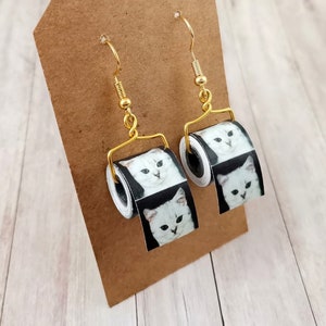 Orecchini di carta artistica "Gattino di carta igienica Miele"/Orecchini con motivo/Gioielli di carta/Arte di carta/Kawaii/Miniatura/Divertimento/Gatti/Gatto/Rotolo di carta igienica