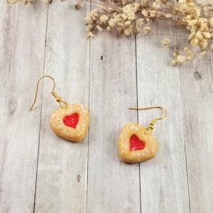 Sweet Christmas Cookie Earrings/ Linzer Hearts/ Jam/ Christmas Cookie Miniature Clay Food/ Kawaii/ Dollhouse/ Sweets/ Gift Idea