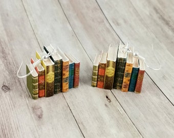 Pendiente/Pendientes "Serie de libros grandes"/Joyería de libros/Kawai/Libros Pendientes colgantes/Amigo del libro/Tiny/Mini/Joyería de papel/Arte de papel/Pendiente de libro/Diversión