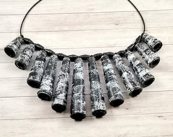 Paper Necklace "Black Line"/ 2 Variants/ Paperbead Necklace/ Paper Art/ Paper Jewelry/ Recycling Jewelry/ Boho/