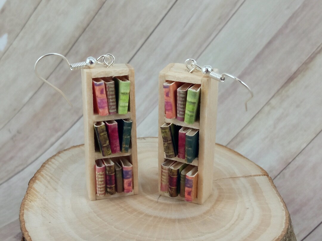 Bookcase Earrings Narrow neo/ Miniature Etsy
