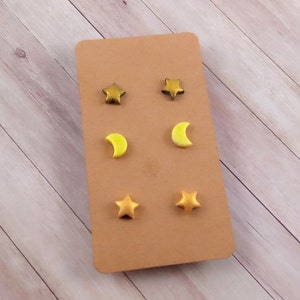 Stud earrings set "Stars"/ Fimo Clay Earstuds/ Earring jewelry set/ colorful/ Gift idea/ Silver/ Nature ear studs/ Motif stud earrings/ Star earrings
