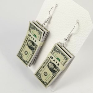 Ohrringe "Miniatur Geldschein Dollar"/Motiv Ohrringe/Papier Schmuck/Papierkunst/Kawai/Miniatur/ Tiny/Geschenk/Money Earring/Mini/Paper Art/