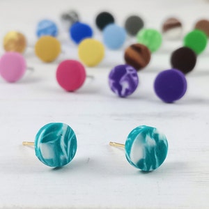 Ronde stud oorbellen "Minimalistisch" in 28 kleuren / roestvrij staal Fimo Clay Earstuds / oorbellen set / regenboog / kleurrijk / cadeau-idee / zilver / goud