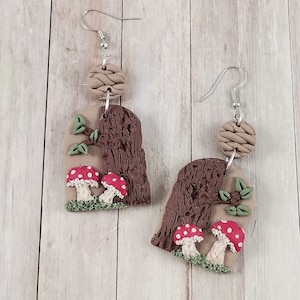 Hanging earrings "Mushroom Forest" polymer clay jewelry/ fly agarics/ tree/ autumn/ fairy/ pixie/ love of nature/ forest jewelry/ boho/ gift idea