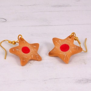 かわいいクッキーイヤリング ジャム/イヤリング/クッキーイヤリング/チャーム | 小さな粘土の食べ物 | ギフトアイデア/ペストリー/食べ物イヤリング/クリスマス