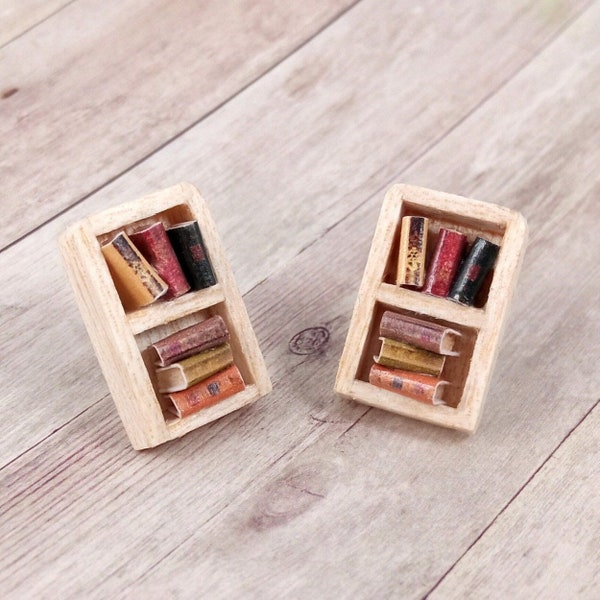 Miniature ear studs "Bookcase" / book jewelry / booklove / paper art / library / bibliophilia / teacher / university / reader / author gift / ear studs