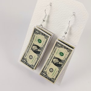 Ohrringe "Miniatur Geldschein Dollar"/Motiv Ohrringe/Papier Schmuck/Papierkunst/Kawai/Miniatur/ Tiny/Geschenk/Money Earring/Mini/Paper Art/