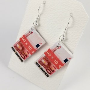 Ohrringe "Miniatur Geldschein-Bündel"/Motiv Ohrringe/Papier Schmuck/Papierkunst/Kawai/Miniatur/ Tiny/Geschenk/Money Earring/Mini/Paper Art/