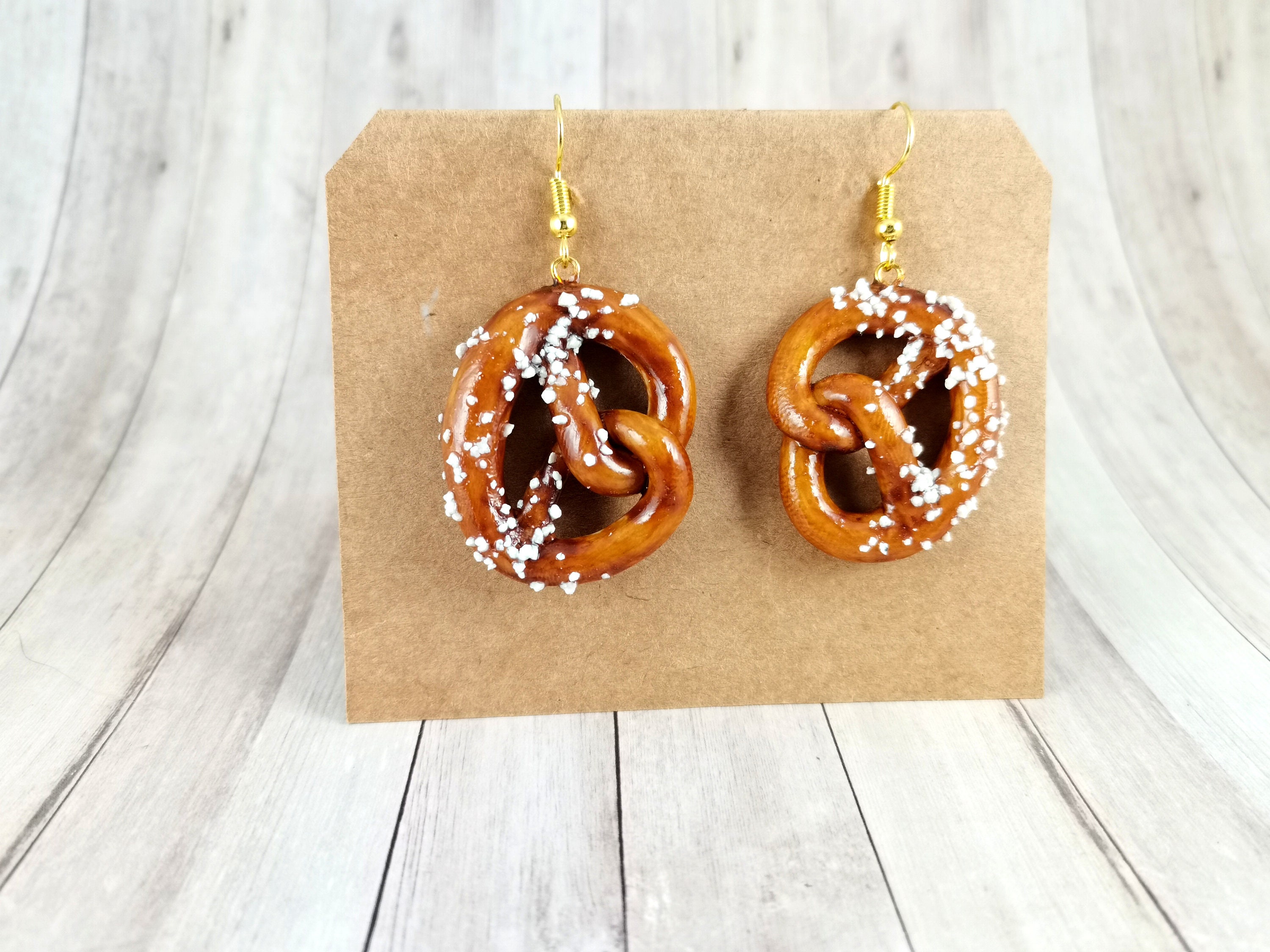 Earrings &quot;Laugenbrezel&quot;/ Modeling clay/ Miniature earring/ Motif earrings/ Oktoberfest jewelry/ Kawaii/ Tiny/ Cute/ Pretzel/ Ear clips/ Fun