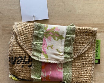 Wallet card holder in Burlap OOAK