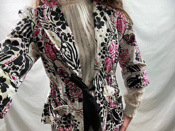 Pink and Black Floral Blazer - image 1