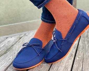 Navy With Orange Color Stripes Dress Socks - Etsy