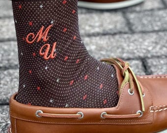 Personalized Mercerized Cotton Dress Socks: Pin Dot Groomsmen Gift