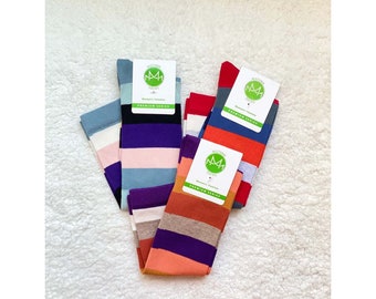 Women's Knee-high Cotton Socks | Colorful Socks for Women | Striped Knee Socks for Women | Gift Socks |