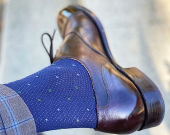 Men's Pin Dot Dress Socks | Pin Dot Patterned Dress Socks | Mercerized Cotton Socks | Thin Luxury Socks | Black Socks