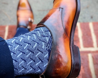 Men's Wool Dress Socks | Soft Wool Socks | Herringbone Patterned Wool Socks | Gift Socks