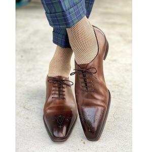 ICONIC! Men&#39;s Net Patterned Dress Socks | Mercerized Cotton Socks | Colorful Red Navy Blue Green Socks | Personalized Groomsmen Socks