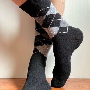 Men's Wool & Cashmere Blend Argyle Socks Luxury Gift for Him Boyfriend Gift image 2