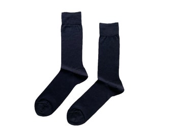 Men's Navy Blue Dress Socks | Mercerized Cotton Socks | Thin-Knitted | Sheer Dress Socks | Groomsmen Socks