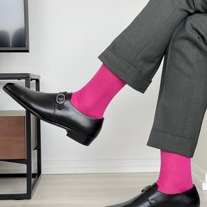 Men's Colorful Dress Socks Pink Socks Cotton Socks Orange Socks Purple Socks Dusty Rose Socks image 2