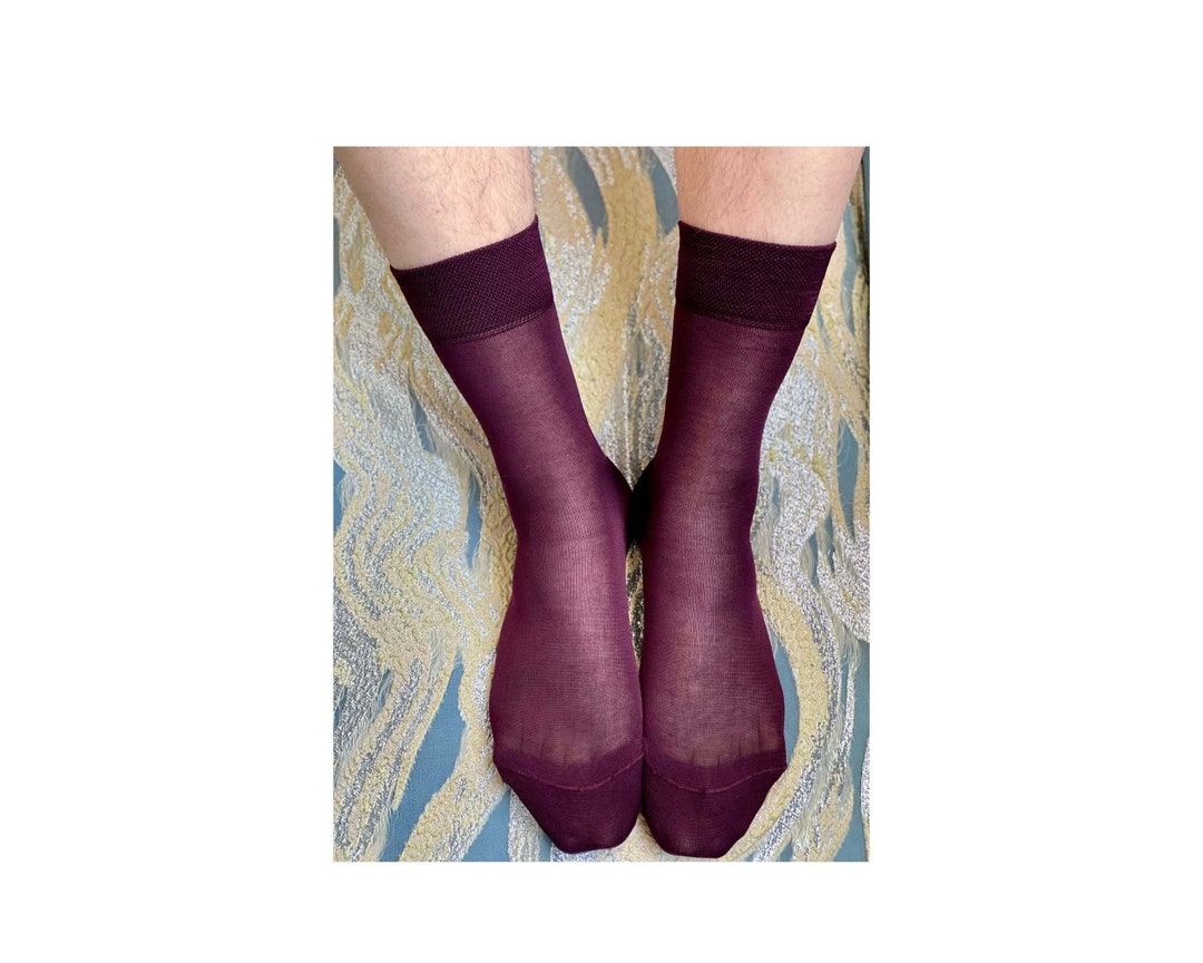Men's Burgundy Dress Socks Luxurious Burgundy Mercerized Cotton Socks