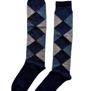 NEW COLORS ADDED Women's Knee-high Argyle Wool Socks Women Knee High Socks Soft Wool Socks Navy Blue