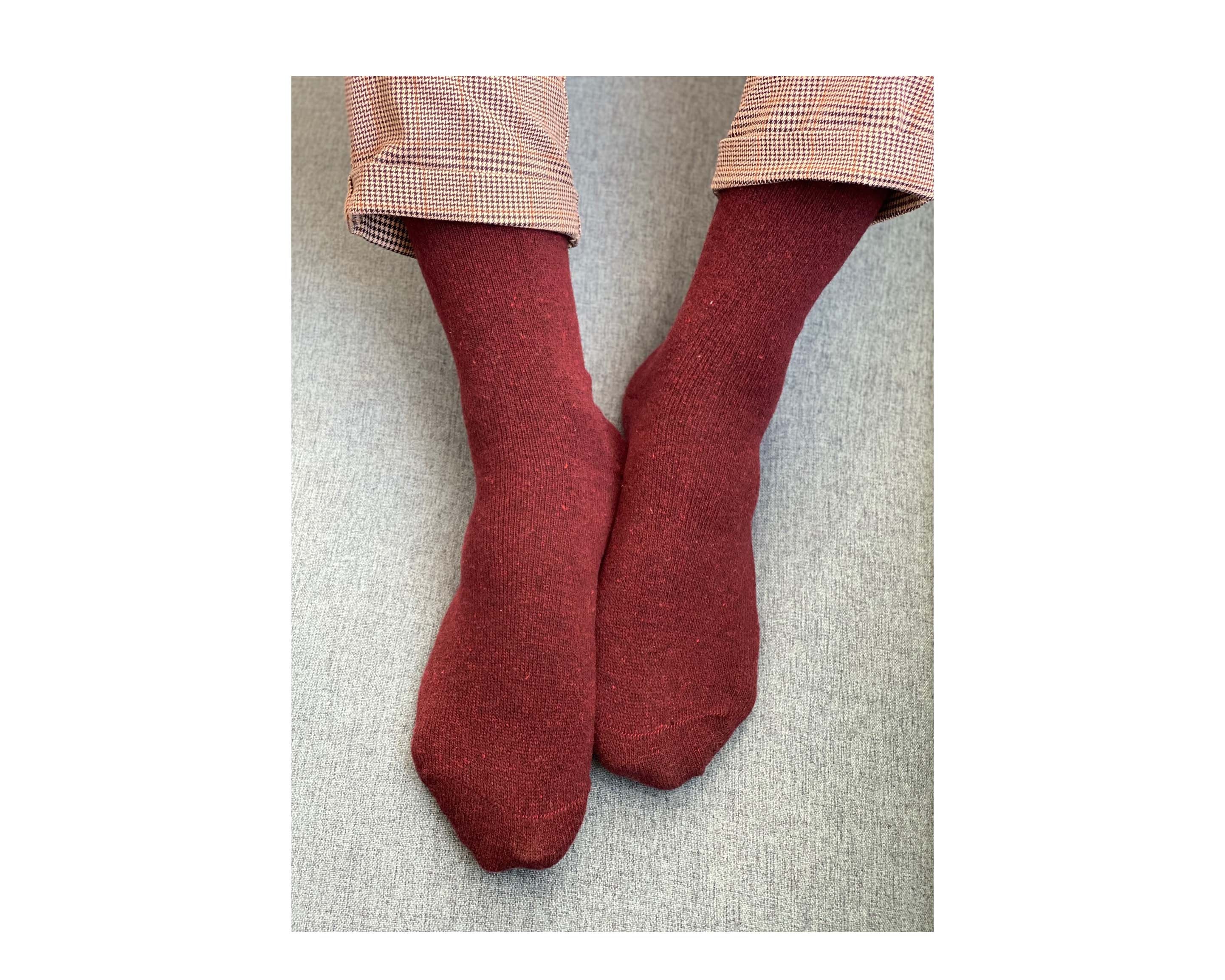 Men's Burgundy Wool Dress Socks Thin Wool Socks Soft Etsy