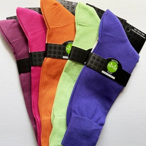 Men's Colorful Dress Socks Pink Socks Cotton Socks Orange Socks Purple Socks Dusty Rose Socks Set of 5