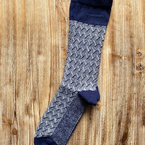 Men's Wool Dress Socks Soft Wool Socks Herringbone Patterned Wool Socks Gift Socks image 2