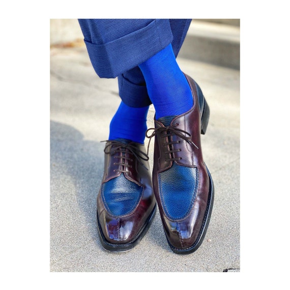 royal blue dress socks Royal Blue Mustache Men's Dress Socks