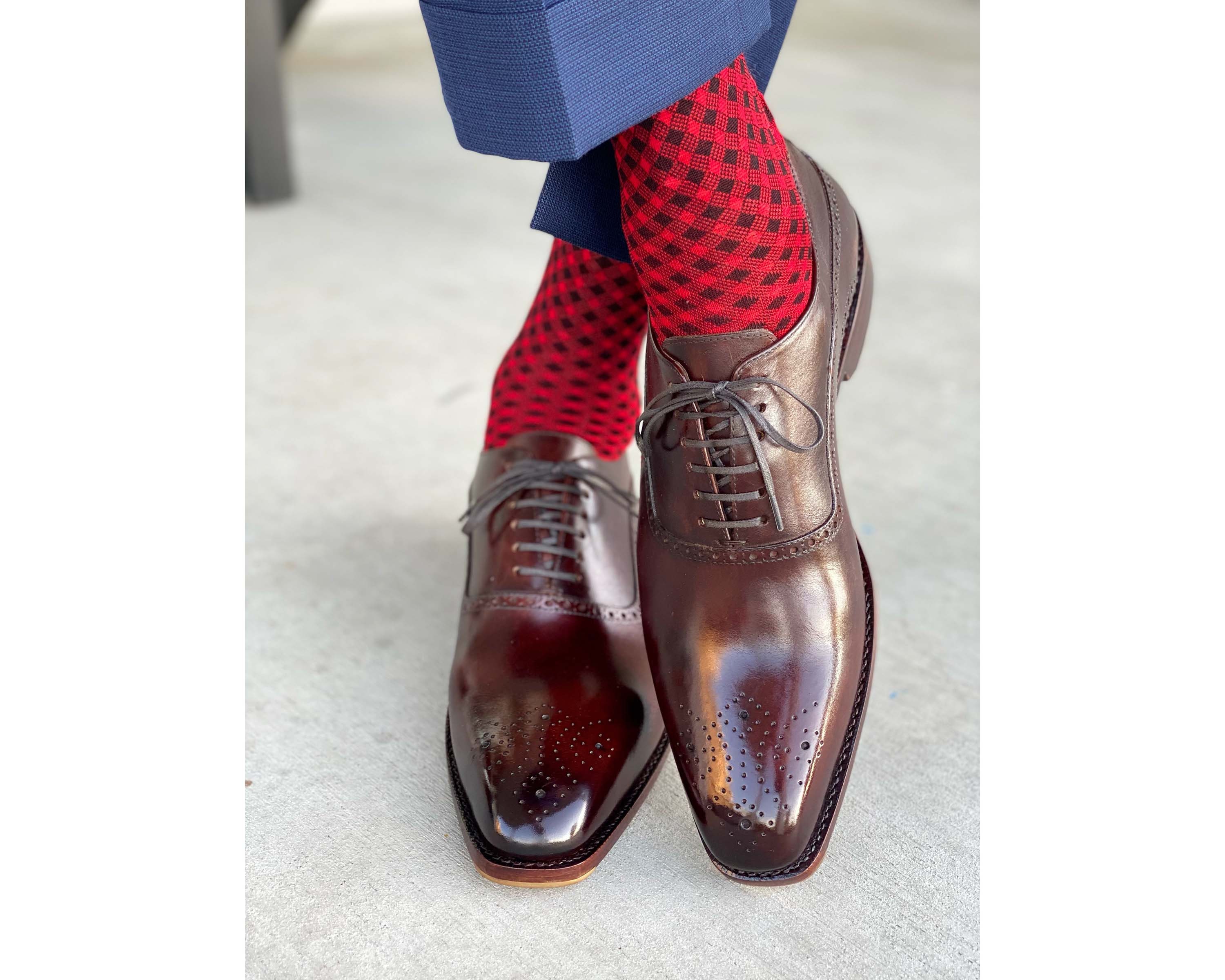 Men's Patterned Dress Socks Mercerized Cotton Socks Groomsmen Socks