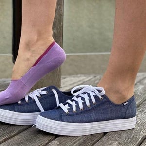 Modal No Show Socks: Women's Invisible Liners, Silicone Grip Lilac